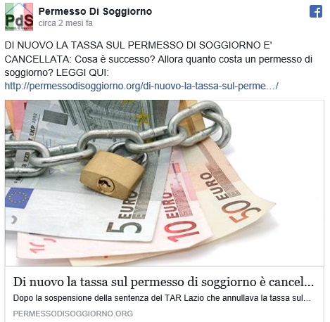 滞在許可証手数料70.46€のみで発行料撤廃~政府負け道理が通ったイタリア_f0234936_6565087.jpg
