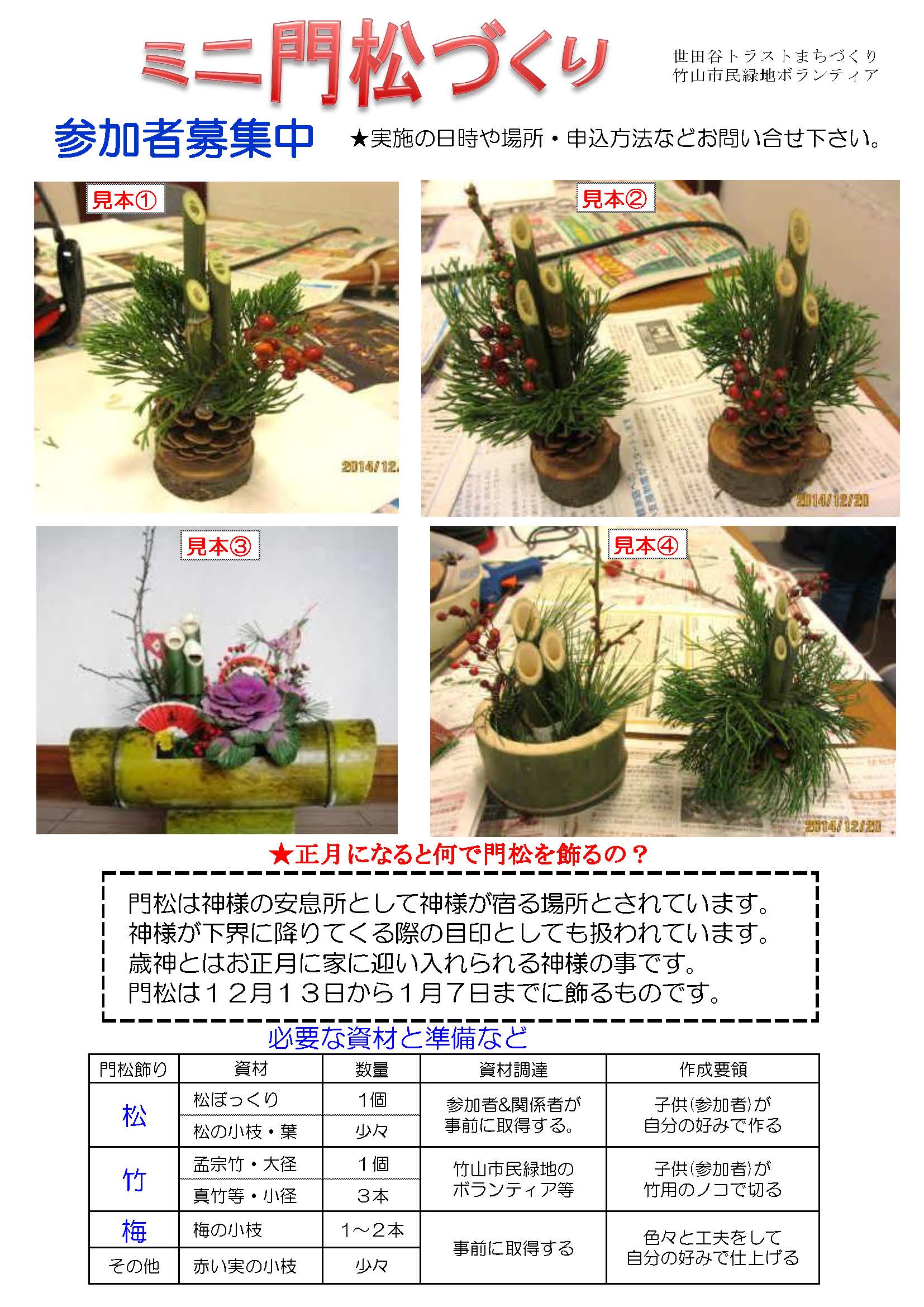 12月19日 月 ミニ門松づくり きぬたまあそび村 Blog