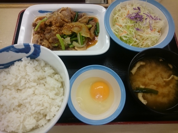 12/24夜勤明け プルコギ定食生玉子ご飯大盛り無料¥690+生ビール2杯¥300@松屋_b0042308_00210653.jpg