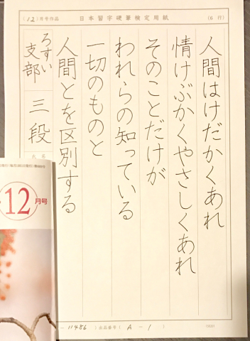 日本習字 12月 ペン字 楷書 : *rosui's studio*