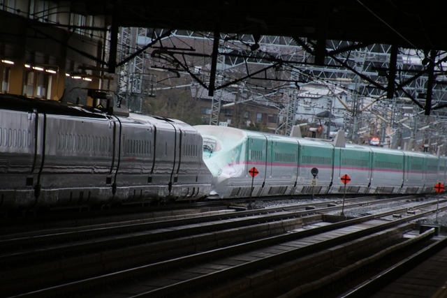 藤田八束の鉄道写真@一ノ関駅での新幹線写真、ラブラブの新幹線と貨物列車_d0181492_11572380.jpg