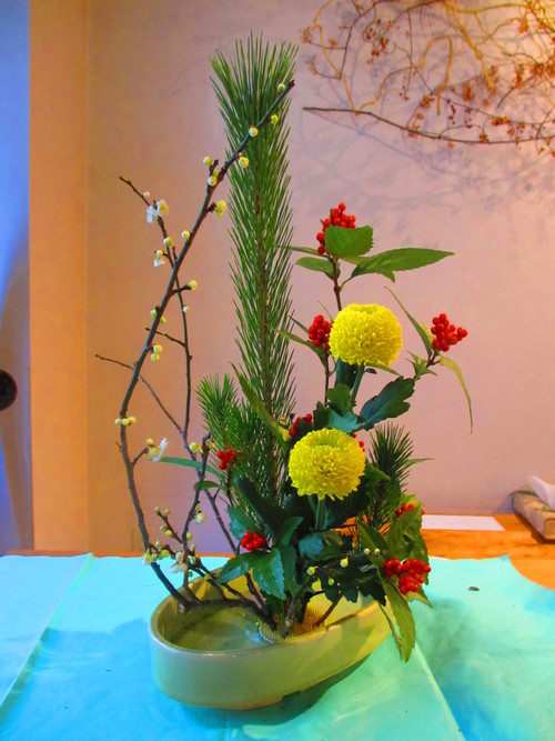 正月花のお稽古画像です : 東京いけばな日記 花と暮らしと生活と