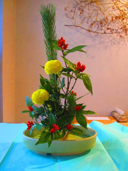 正月花のお稽古画像です 東京いけばな日記 花と暮らしと生活と