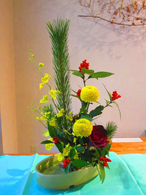 正月花のお稽古画像です 東京いけばな日記 花と暮らしと生活と