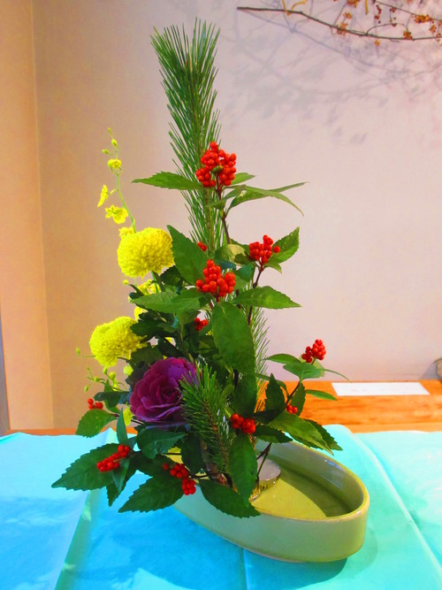 正月花のお稽古画像です 東京いけばな日記 花と暮らしと生活と