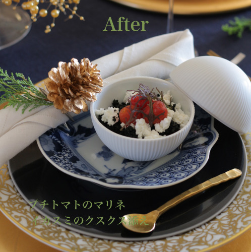 プチトマトのマリネ イカスミのクスクス添え(料理・お弁当部門)_f0357387_19243278.jpg