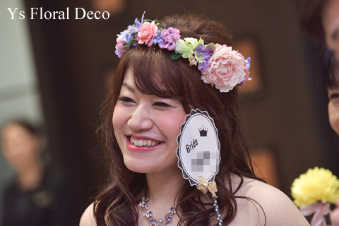 パープルのドレスにあわせるフラワーアクセサリー 花冠とリストレット_b0113510_10091144.jpg