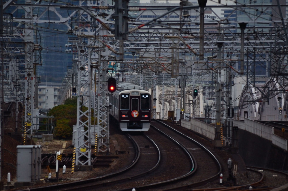 黄昏時　行き交うマルーン色の列車_a0287533_21454482.jpg