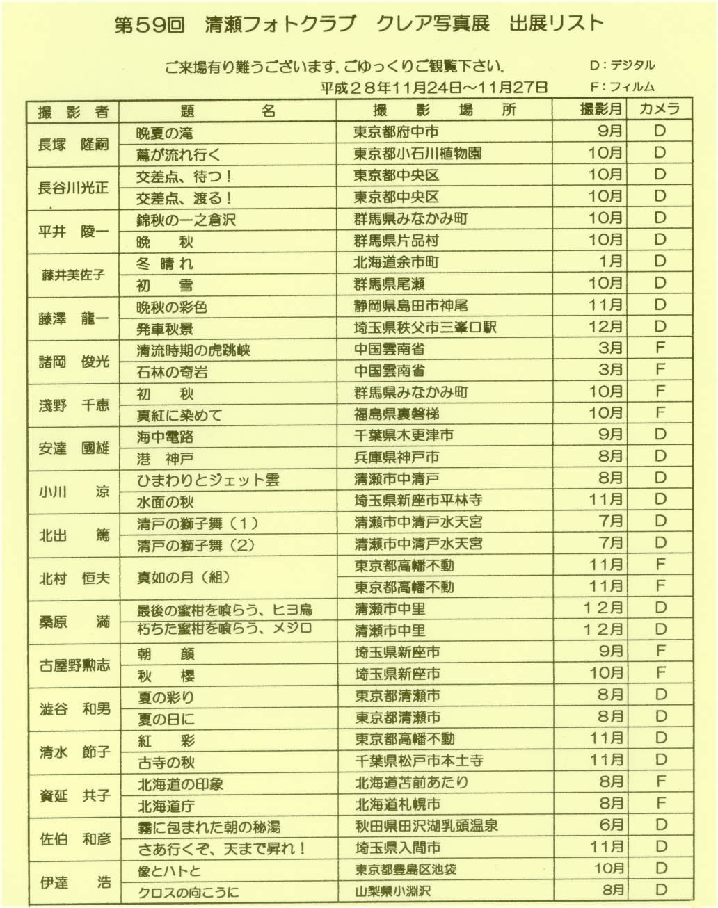 第59回清瀬フォトクラブ写真展 (2016.11.22～11.27)_a0357817_21100937.jpg