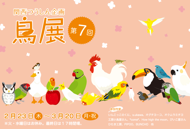 鳥展始まりました！３店舗で鳥展、インコと鳥の雑貨展開催中_d0322493_0523817.jpg