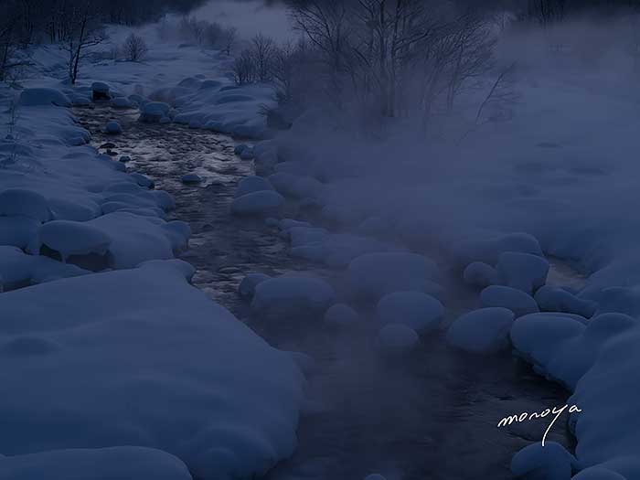 夜明け前の雪の川原_c0085877_6473686.jpg