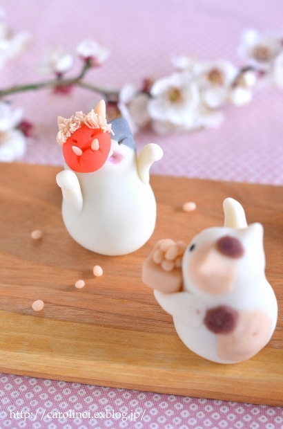 節分の猫練りきり　　Homemade Setsubun Cat Nerikiri_d0025294_19311520.jpg