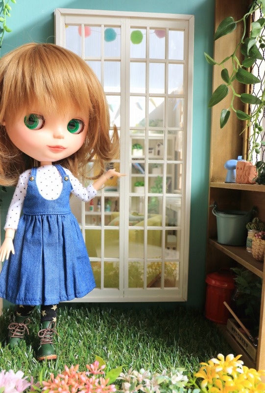 1/6ドールハウス・リバーシブル庭付☆ブライスmomko・ruruko