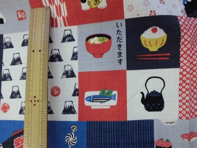 江戸の生活柄と富士山のチェック柄の布_d0156706_16543882.jpg