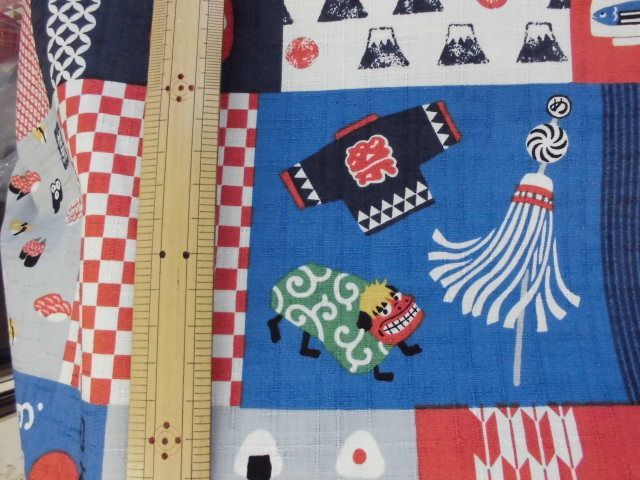 江戸の生活柄と富士山のチェック柄の布_d0156706_16544005.jpg