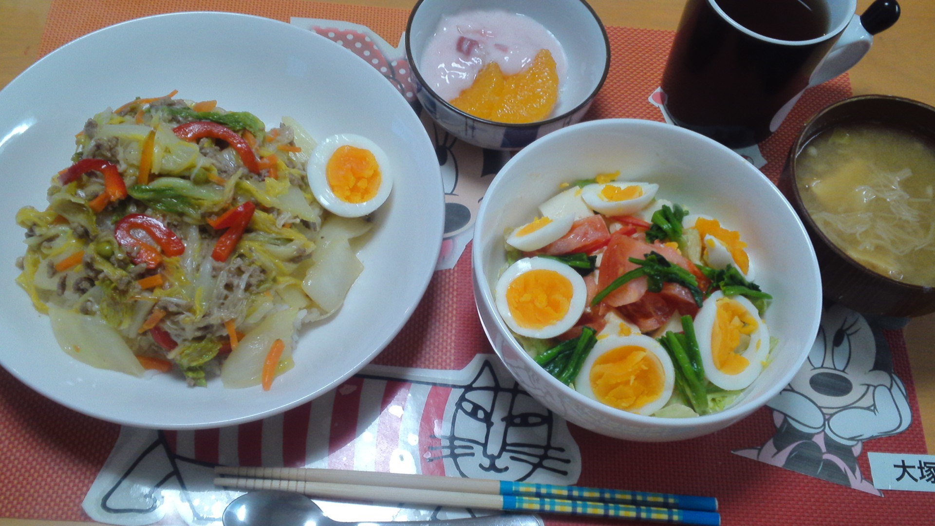 あじさい荘朝食　中華丼_c0357519_09274425.jpg