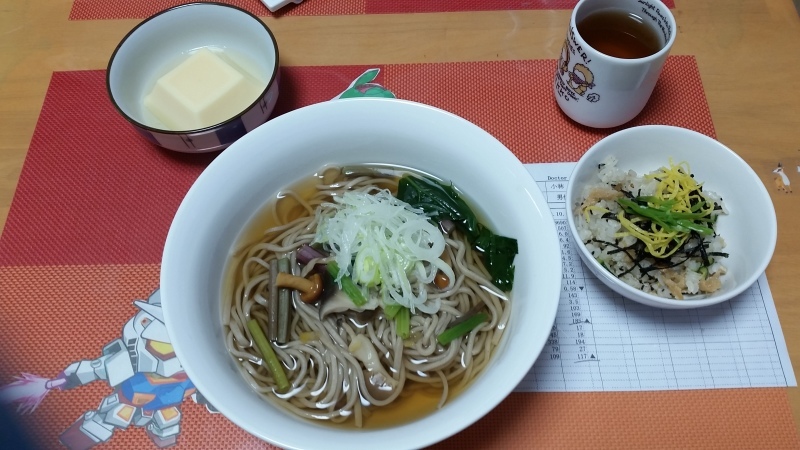 あじさい荘夕食　山菜茸そば定食_c0357519_20480676.jpg