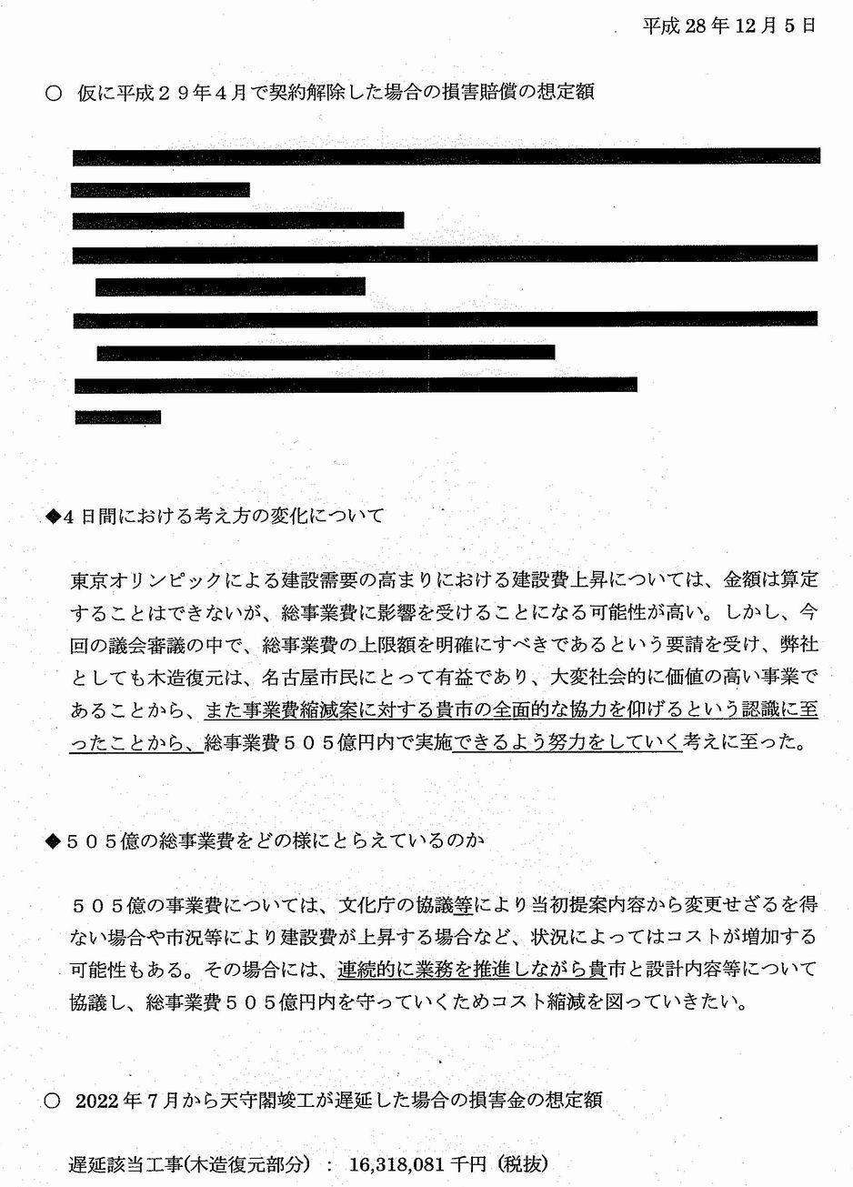 名古屋城天守閣木造化「竹中と市長の面談内容」「契約解除時損害賠償額」市は開示を拒否_d0011701_22134331.jpg