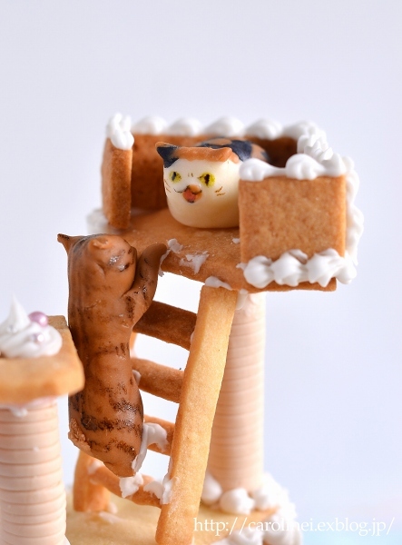 猫の日のクッキーキャットタワー詳細　　Homemade Cat Tower Cookies for Japanese Cat Day 2_d0025294_13404540.jpg