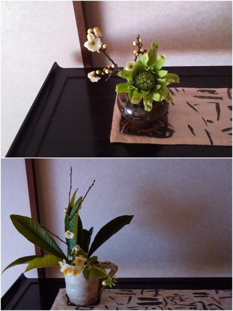 着画写真 と春の生け花 糸巻きパレットガーデン 着画写真 と春の生け花 糸巻きパレットガーデン