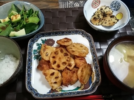 おつかれさまのお菓子　お弁当　れんこんの甘辛炒め_a0327801_07233685.jpg