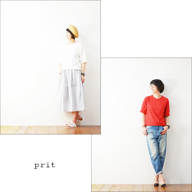 prit [プリット] 20/2 中白染天竺 5分袖ラグランスリーブカットオフTシャツ [91723] LADY\'S_f0051306_12372887.jpg