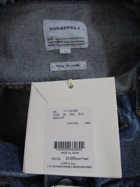 新品タグ付き】 TODAYFUL Denim Cutoff JK 38