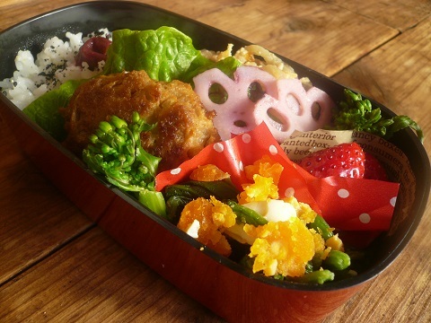 豚こまハンバーグ弁当♪_a0162330_16554555.jpg