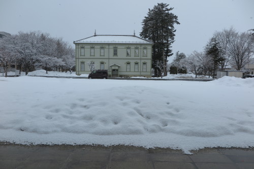 名残雪が降った、降っている米沢キャンパス、２０１７．３．２４・・・１_c0075701_15210031.jpg