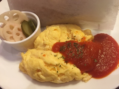 喫茶 1er ぷるみえ (高菜と鶏そぼろご飯中華あんかけソース)_e0115904_14424282.jpg