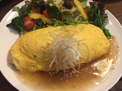 喫茶 1er ぷるみえ (高菜と鶏そぼろご飯中華あんかけソース)_e0115904_15032104.jpg