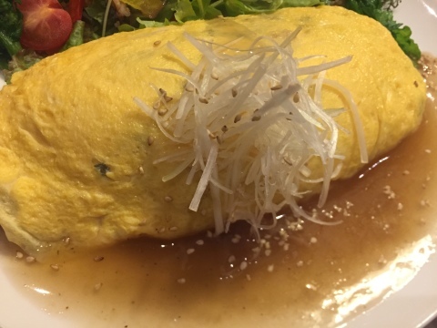 喫茶 1er ぷるみえ (高菜と鶏そぼろご飯中華あんかけソース)_e0115904_15032336.jpg