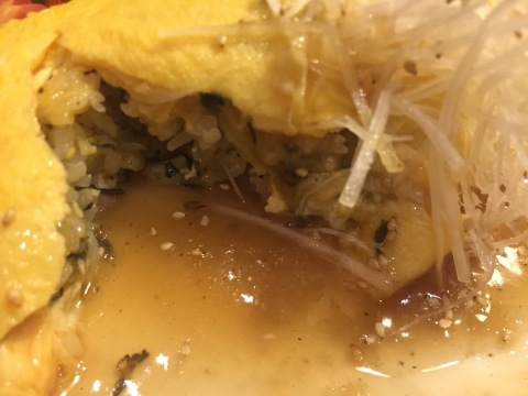 喫茶 1er ぷるみえ (高菜と鶏そぼろご飯中華あんかけソース)_e0115904_15080040.jpg