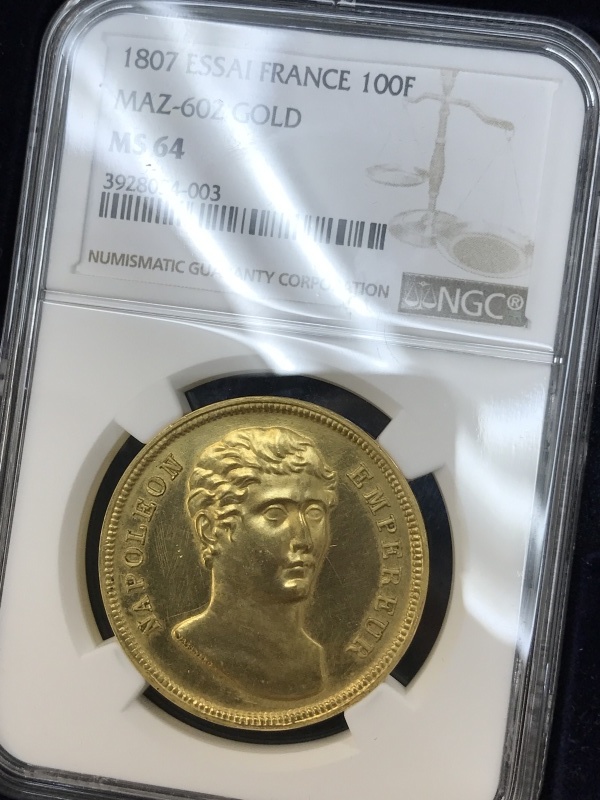幻の1807年フランス初100フラン金貨試作貨モジュール! MS64_d0357629_12133777.jpg