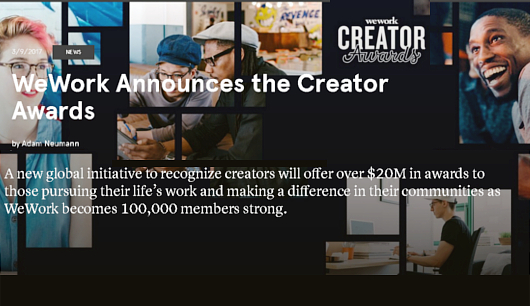 WeWorkが「クリエイター・アウォーズ」設立、総額2千万ドル（20億円超）で起業家支援へ!!!_b0007805_23372076.jpg
