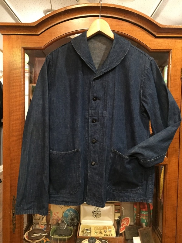 XL【HOUSTON】WABASH DENIM　 ショールカラーU.S.NAVY