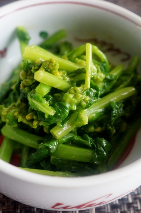 ■菜園収穫品で常備菜【簡単5分!!菜花の辛子酢味噌和え】_b0033423_18293480.jpg