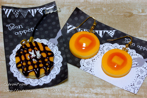 フェイクスイーツアクセサリーのラッピング台紙 ピアス台紙 手作り