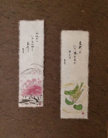 母の俳画　桜と春の味覚_a0157409_07222509.jpg