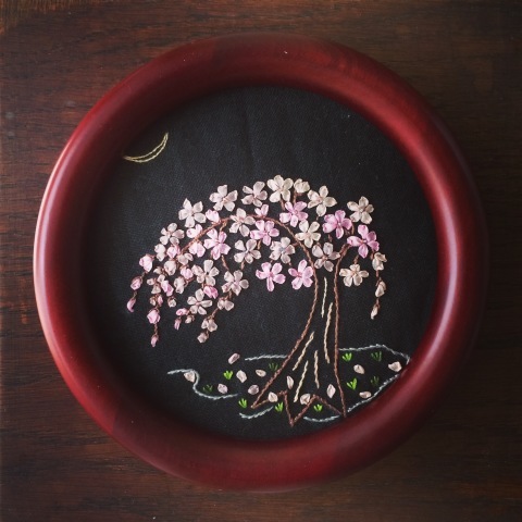 『夜桜』リボン刺繍_a0157409_09263362.jpg