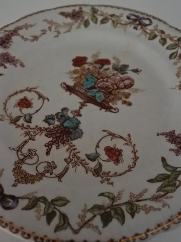 Choisy le roi 多色　手彩色　フランス　薔薇　リボン　リラ Assiette Choisy-le-roi Lilas No.8 : au fil des jours