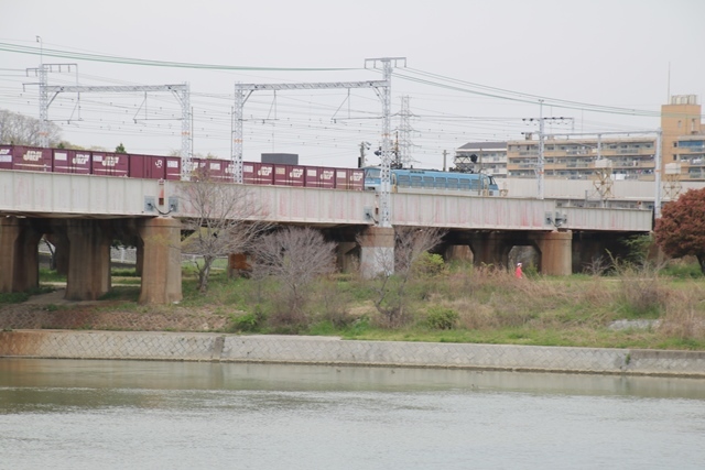 藤田八束の鉄道写真@武庫川鉄橋を渡る貨物列車・・・武庫川、西宮市_d0181492_17523354.jpg