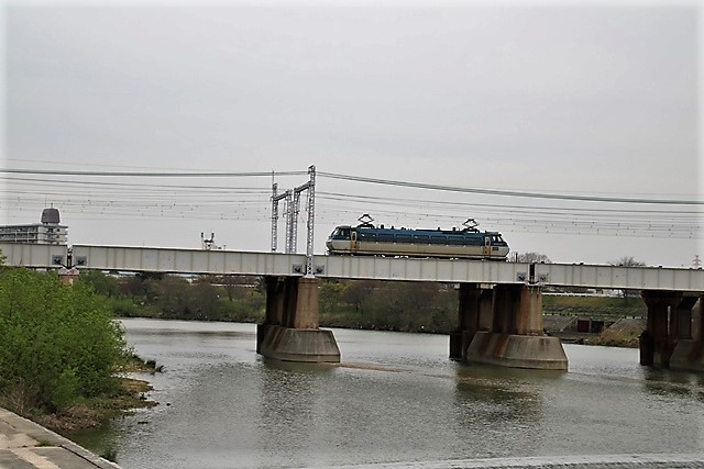 藤田八束の鉄道写真@武庫川鉄橋を渡る貨物列車・・・武庫川、西宮市_d0181492_17531424.jpg