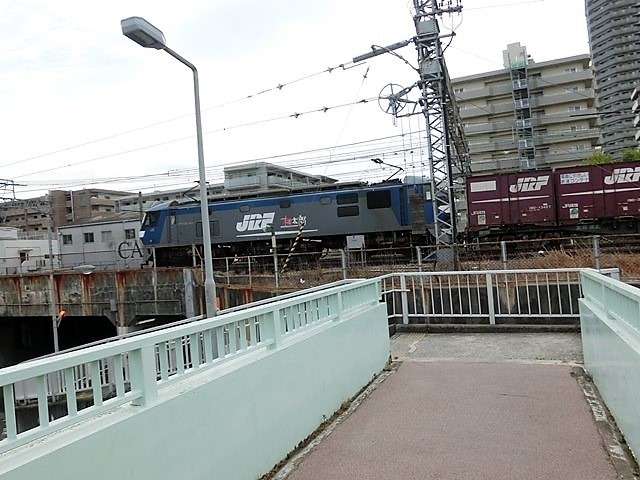 藤田八束の鉄道写真@貨物列車の写真撮影、JR西宮駅付近から・・・・貨物列車「桃太郎」の写真_d0181492_17254681.jpg