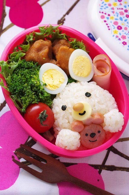 うさぎとくまの抱っこちゃんキャラ弁 Cafeごはん ときどきおやつ