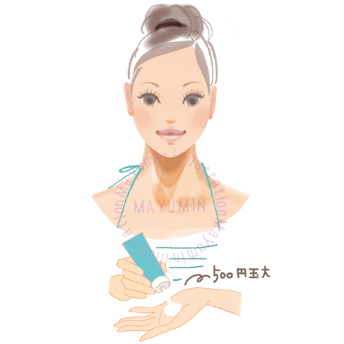 日焼け止めとお肌の手入れのイラストレーション　大阪サンケイリビング新聞_f0172313_00505456.jpg