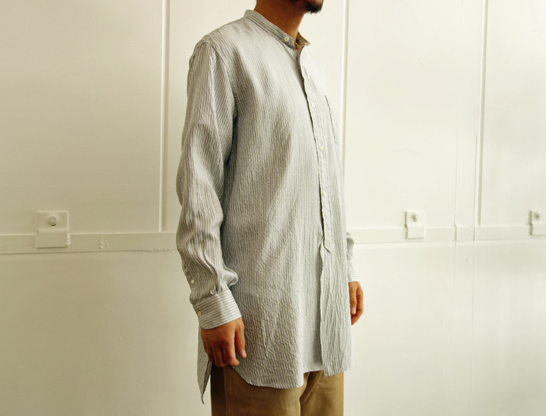 COMOLI】Silk Banded Collar Shirt 