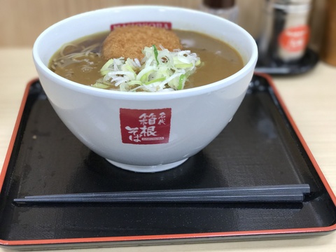 カレー蕎麦とオマケのコロッケ@特急を逃して多摩の箱根そば_c0212604_12394196.jpg