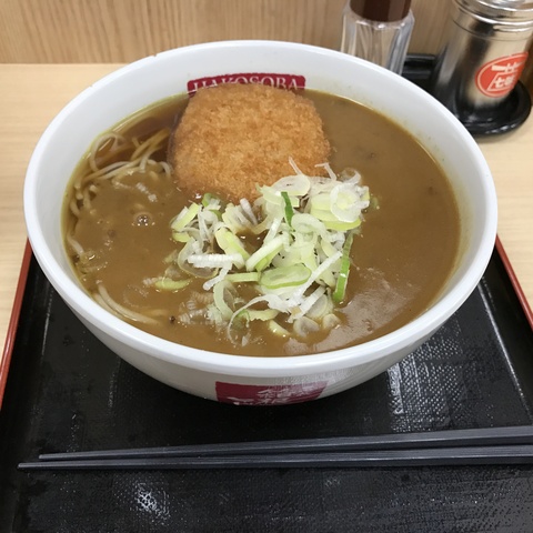 カレー蕎麦とオマケのコロッケ@特急を逃して多摩の箱根そば_c0212604_1242949.jpg