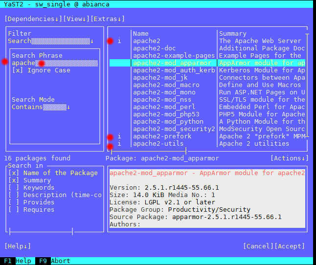 YaST (yast2) による SUSE Linux のパッケージ管理, インストールと削除_a0056607_16073426.jpg